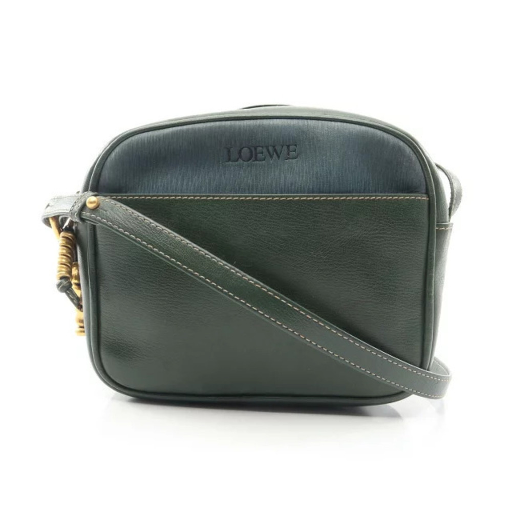 Loewe Velzquez Shoulder Bag Leather Green Blue